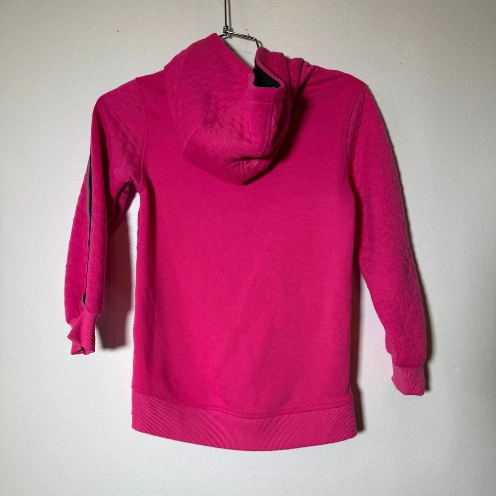 Barbie Pullover Hoodie Girls M 8 Pink Quilted Metallic Logo Sporty Sweatshirt‎